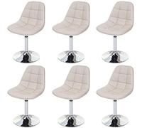 6x chaise de salle à manger MENDLER Cascina, fauteuil pitovante, chrome similicuir crème Beige