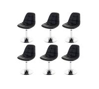 6x chaise de salle à manger Cascina, fauteuil pitovante, chrome similicuir noir Noir G