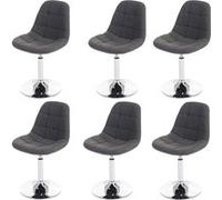 6x chaise de salle à manger Cascina, fauteuil pitovante, chrome tissu gris clair