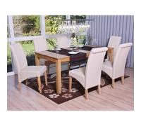 6x chaise de salle à manger chaise de cuisine chaise M37 similicuir mat, crème, pieds clairs