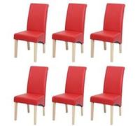 6x Chaise De Salle À Manger Chaise M37 Similicuir Mat, Rouge, Pieds Clairs Multicolore