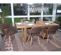 6x chaise de salle à manger HWC-A50 II, fauteuil, design rétro des années 50 tissu, marron