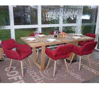 6x Chaise De Salle À Manger Hwc-A50 Ii, Fauteuil, Design Rétro Des Années 50 Tissu, Rouge Pourpre Rouge