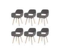 6x chaise de salle à manger HWC-A50 II, fauteuil, design rétro des années 50 similicuir, gris