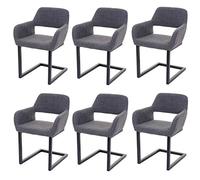 6x chaise de salle à manger MENDLER HWC-A50 II, rétro tissu, gris Gris G