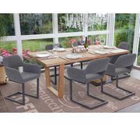 6X Chaise de Salle à Manger HWC-A50 II, rétro - Tissu, Gris