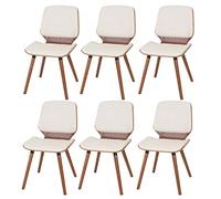 6x Chaise De Salle À Manger Hwc-B16, Bois Courbé, Rétro, Aspect Noyer Similicuir Crème Beige