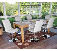 6x chaise de salle à manger HWC-C41, fauteuil, similicuir blanc