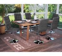 lot de 6 chaises de salle à manger HWC-C41, chaise de cuisine, réglable en hauteur pivotante, tissu/textile ~ gris