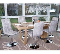 6X Chaise de Salle à Manger HWC-C41, Fauteuil, Tissu - Vintage Gris Silex