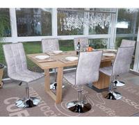 6x Chaise De Salle À Manger Hwc-C41, Fauteuil, Tissu Vintage Gris Silex Gris