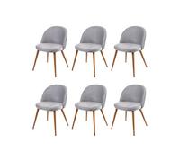 6x chaise de salle à manger HWC-D53, fauteuil, style rétro années 50, en velours gris clair