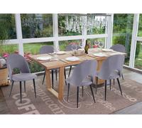 6x Chaise De Salle À Manger Hwc-D73, Chaise De Cuisine, Tissu/Textile Gris Foncé Multicolore