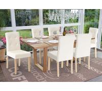 6x chaise de salle à manger HWC-E58, fauteuil similicuir crème, pieds clairs