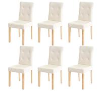 6X Chaise de Salle à Manger HWC-E58, Fauteuil - Similicuir crème, Pieds clairs
