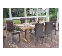 6x chaise de salle à manger HWC-E58, fauteuil similicuir marron, pieds foncés