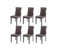 6x chaise de salle à manger HWC-E58, fauteuil similicuir marron, pieds foncés