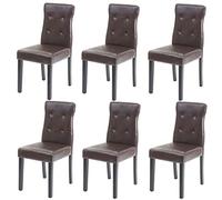 6x Chaise De Salle À Manger Hwc-E58, Fauteuil Similicuir Marron, Pieds Foncés Marron