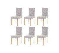 6x chaise de salle à manger HWC-E58, fauteuil tissu gris, pieds clairs