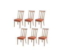 6x Chaise De Salle À Manger Hwc-G46 Tissu/Textile Bois Massif Cadre Naturel, Orange Multicolore