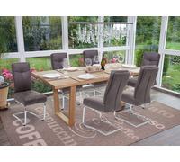 6x chaise de salle à manger HWC-G56, chaise de cuisine cantilever, textile aspect daim gris