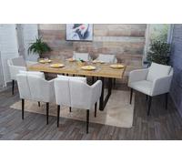 6x chaise de salle à manger HWC-H93, chaise de cuisine chaise inclinable tissu/textile crème-beige