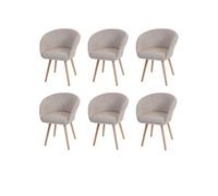 6x chaise de salle à manger Malmö T633, fauteuil, design rétro des années 50 tissu, crème/gris