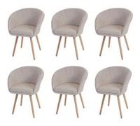 6x chaise de salle à manger Malmö T633, fauteuil, design rétro des années 50 tissu, crème/gris