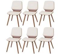 6X Chaise de Salle à Manger HWC-B16, Bois courbé, rétro, Aspect Noyer - Similicuir crème