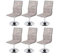 6x chaise de salle à manger MENDLER HWC-C41, fauteuil, tissu vintage gris silex Gris G