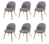 6x chaise de salle à manger HWC-D53 en tissu gris foncé