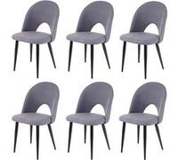 6x Chaise De Salle À Manger Hwc-D73, Chaise De Cuisine, Tissu/Textile Gris Foncé Multicolore