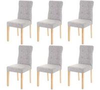 6x chaise de salle à manger HWC-E58, fauteuil tissu gris, pieds clairs