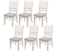 6x Chaise De Salle À Manger Hwc-G47, Chaise Pour Cuisine, Tissu, En Bois Massif Châssis Clair, Gris Multicolore