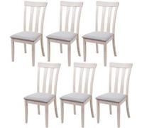 6x chaise de salle à manger HWC-G46, tissu, en bois massif châssis clair, gris