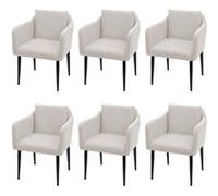 lot de 6 chaises de salle à manger HWC-H93, chaise de cuisine fauteuil ~ tissu/textile crème-beige