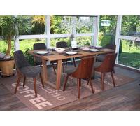 6x Chaise De Salle À Manger Osijek, Fauteuil, Aspect Noix, Bois Cintré Tissu, Gris Gris