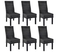 vidaXL Chaises à dîner 2 pcs Noir Rotin kubu et bois de manguier