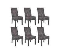 vidaXL Chaises à manger lot de 6 marron rotin Kubu et bois de manguier