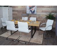 6x Chaise De Salle À Manger Samara, Chaise Cantilever, Chaise De Cuisine Avec Dossier, Pvc Acier Blanc Blanc