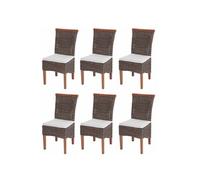 Mendler Chaise de salle à manger Savona – rotin avec coussin, lot de 6