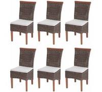 6x chaise de salle à manger Savona, fauteuil, rotin avec coussin Multicolore G