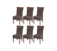6x Chaise De Salle À Manger Savona, Fauteuil, Rotin Sans Coussin Multicolore