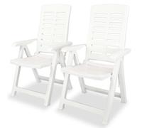 1270extra Lot De 4 Chaises De Jardin Inclinables - Fauteuil De Jardin Plastique Blanc / Haut De Gamme Blanc
