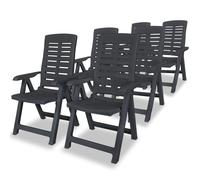 6x Chaise Inclinable de Jardin Plastique Anthracite Chaise d'Exterieur vidaXL