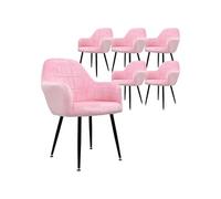 6x Chaise salle à manger cuisine en velours fauteuil siège rembourré rétro rose