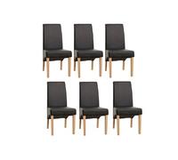 6x chaise salle à manger M37 similicuir mat, noir, pieds clairs