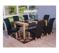 6x Chaise Salle À Manger M37 Similicuir Mat, Noir, Pieds Clairs Multicolore