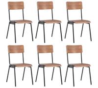 6x Chaises de Salle à Manger Marron Contreplaqué Dîner Cuisine Repas vidaXL