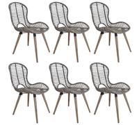 6x Chaises de Salle à Manger Rotin Naturel Marron Salon Cuisine Maison vidaXL